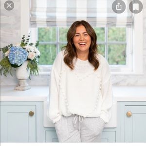 Fox + Wit Heart sweater in white. Size 1X. New